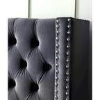 King Velvet Upholstered Bed with Deep Button Tufting