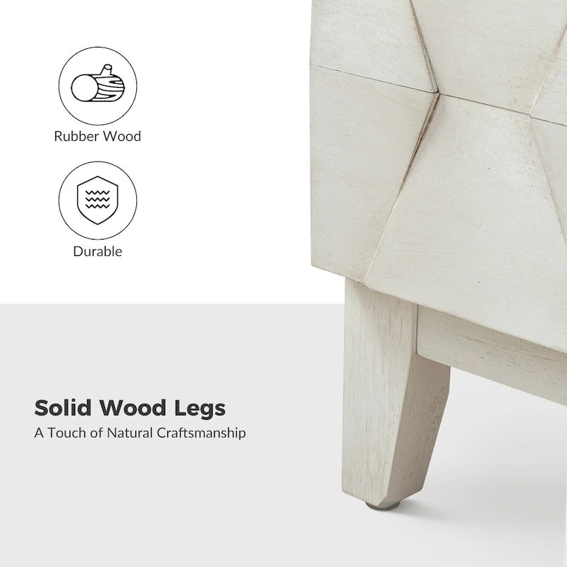 Ethe Mid-Century 2-Drawer Storage Nightstand with Adjustable Solid Wood legs and Charging Station Set of 2 By HULALA HOME