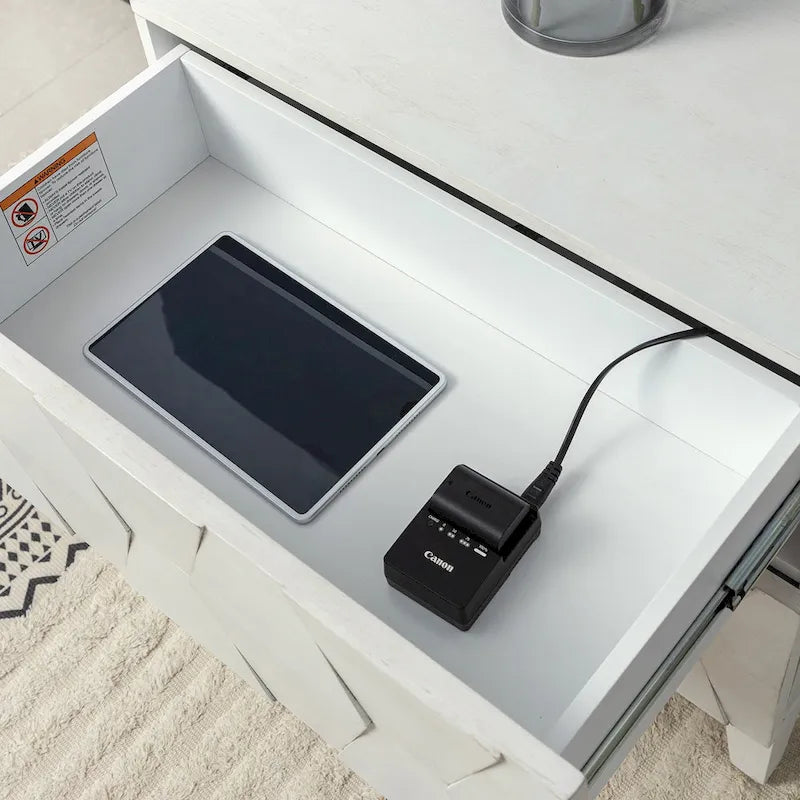 Ethe Mid-Century 2-Drawer Storage Nightstand with Adjustable Solid Wood legs and Charging Station Set of 2 By HULALA HOME