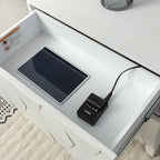 Ethe Mid-Century 2-Drawer Storage Nightstand with Adjustable Solid Wood legs and Charging Station Set of 2 By HULALA HOME