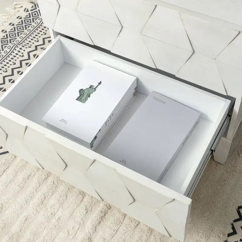 Ethe Mid-Century 2-Drawer Storage Nightstand with Adjustable Solid Wood legs and Charging Station Set of 2 By HULALA HOME