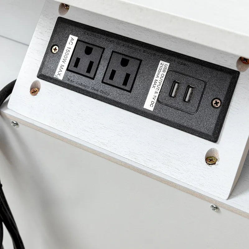 Ethe Mid-Century 2-Drawer Storage Nightstand with Adjustable Solid Wood legs and Charging Station Set of 2 By HULALA HOME