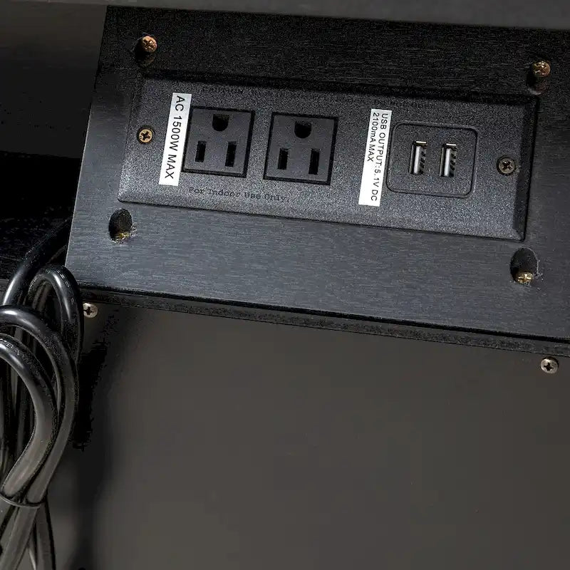 Ethe Mid-Century 2-Drawer Storage Nightstand with Adjustable Solid Wood legs and Charging Station Set of 2 By HULALA HOME