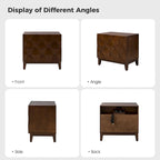 Ethe Mid-Century 2-Drawer Storage Nightstand with Adjustable Solid Wood legs and Charging Station Set of 2 By HULALA HOME