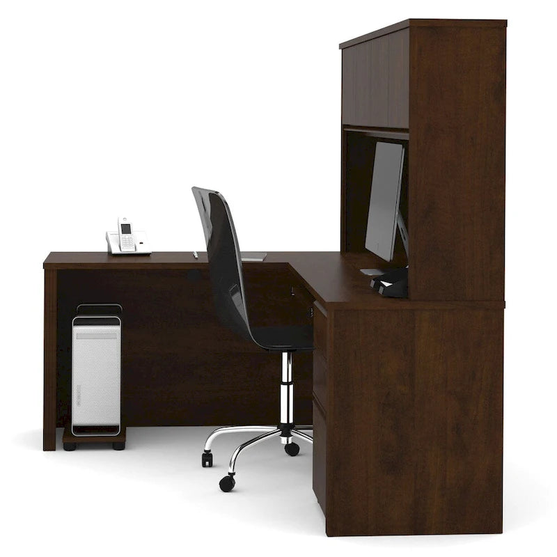 Bestar Prestige Plus L-shaped Workstation Desk with Hutch