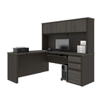 Bestar Prestige Plus L-shaped Workstation Desk with Hutch
