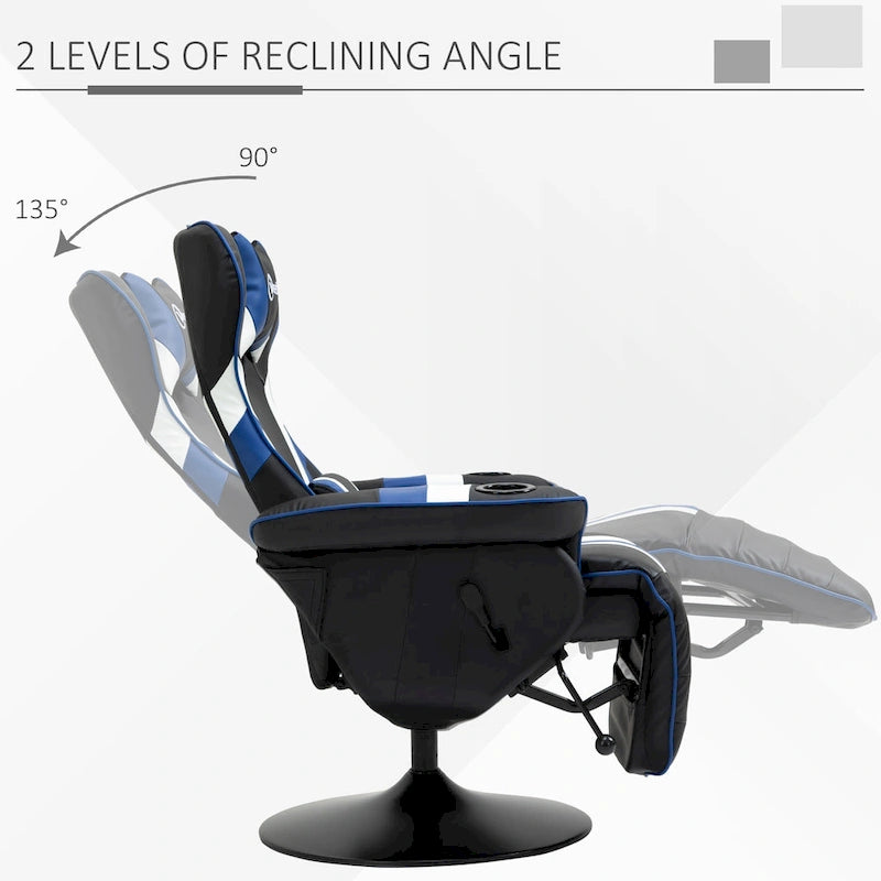 Vinsetto Race Video Game Chair with Reclining Backrest and Footrest, Headrest, and Cup Holder