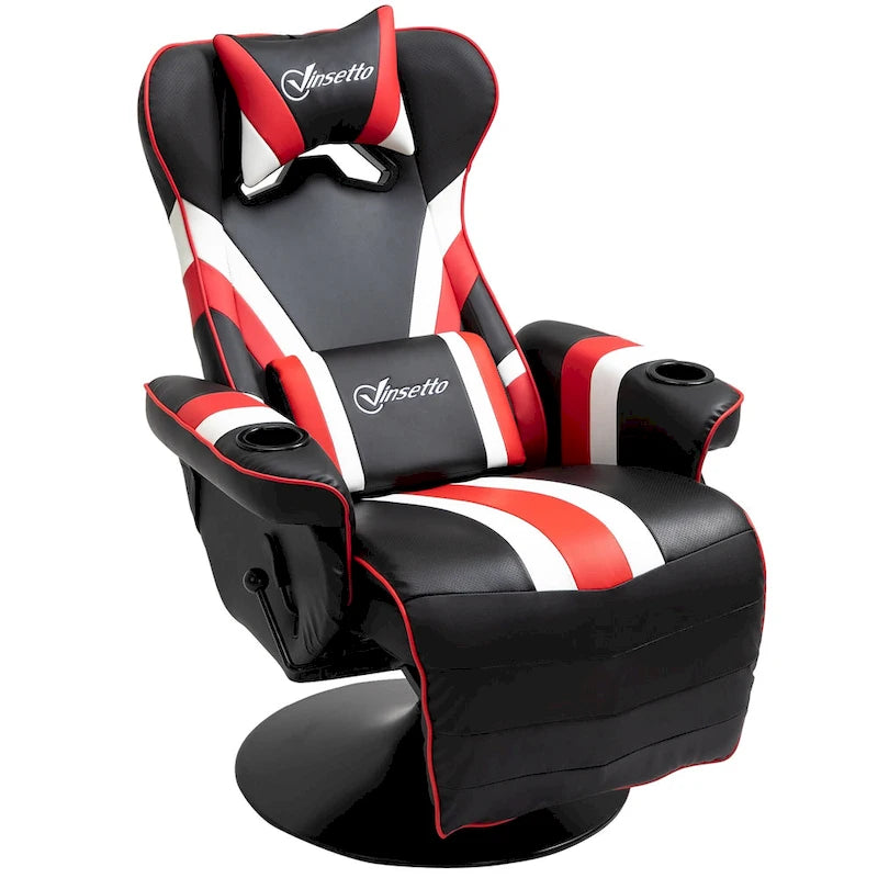 Vinsetto Race Video Game Chair with Reclining Backrest and Footrest, Headrest, and Cup Holder