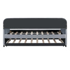 Upholstered Daybed Sofa Bed Twin Size With Trundle Bed and Wood Slat, Gray