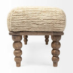 Alder II Cream Upholstered Seat w/ Wood Base Accent Bench - 55W x 16D x 18H