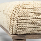 Alder II Cream Upholstered Seat w/ Wood Base Accent Bench - 55W x 16D x 18H