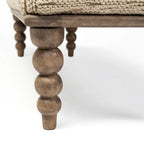 Alder II Cream Upholstered Seat w/ Wood Base Accent Bench - 55W x 16D x 18H