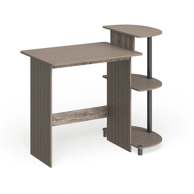 Porch & Den Baruch Compact Modern Wood Computer Desk with Shelves
