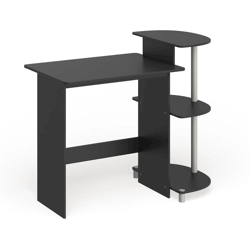 Porch & Den Baruch Compact Modern Wood Computer Desk with Shelves