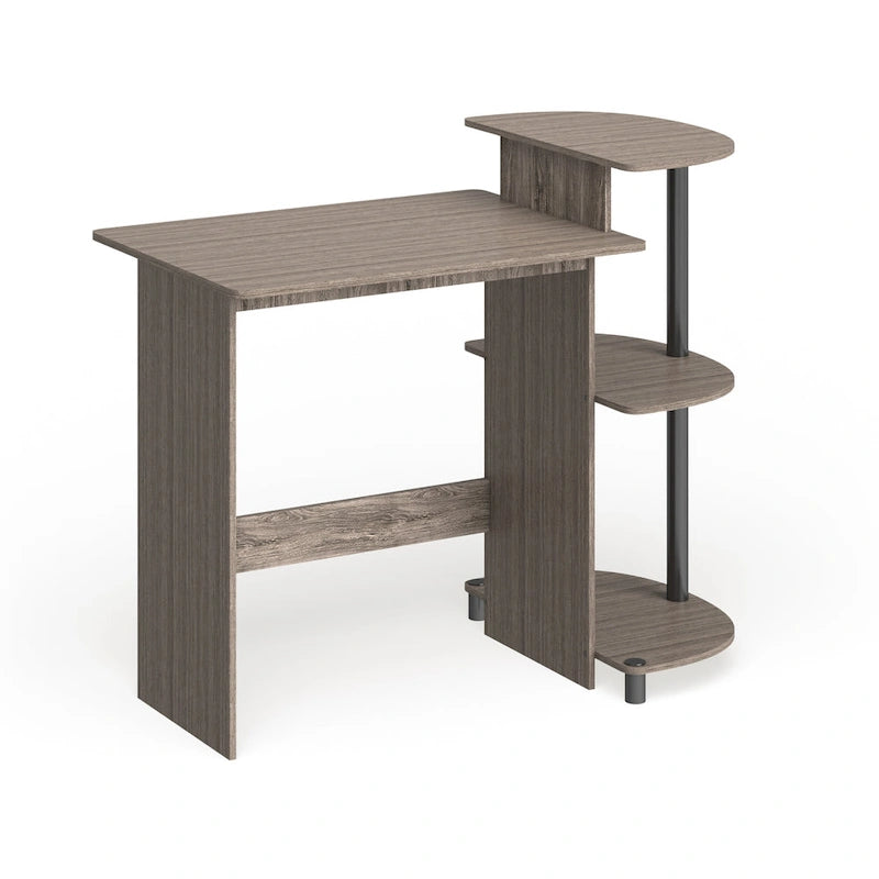 Porch & Den Baruch Compact Modern Wood Computer Desk with Shelves