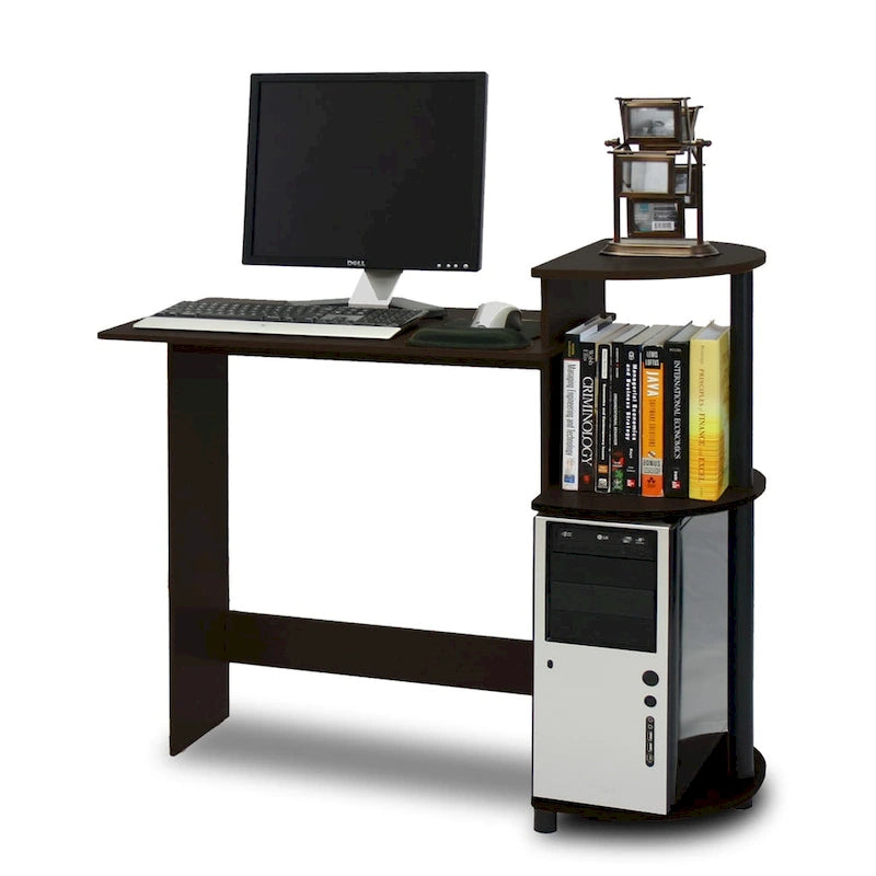 Porch & Den Baruch Compact Modern Wood Computer Desk with Shelves