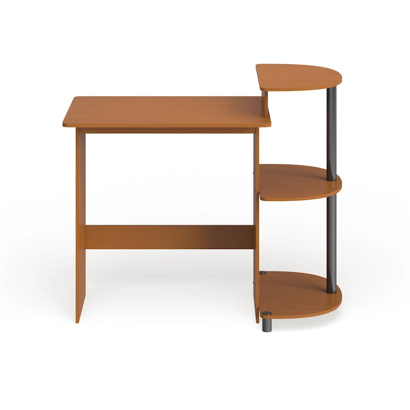 Porch & Den Baruch Compact Modern Wood Computer Desk with Shelves