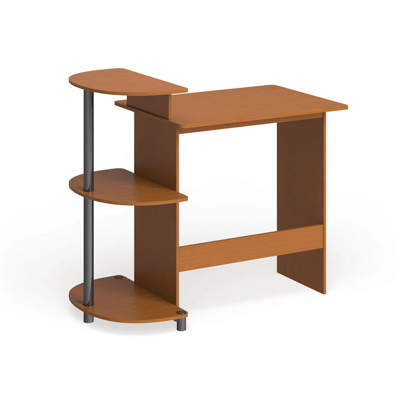 Porch & Den Baruch Compact Modern Wood Computer Desk with Shelves