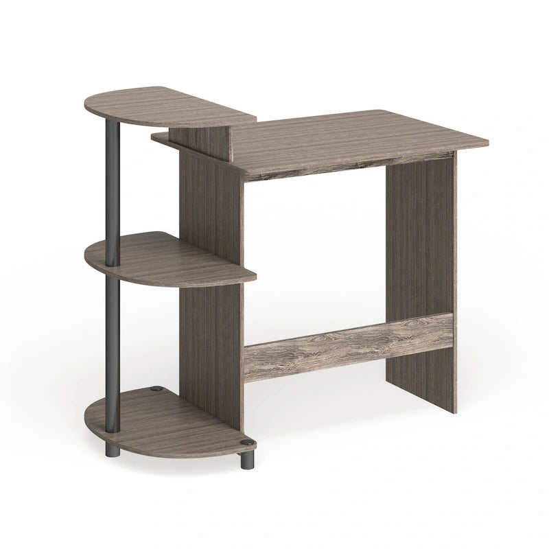Porch & Den Baruch Compact Modern Wood Computer Desk with Shelves