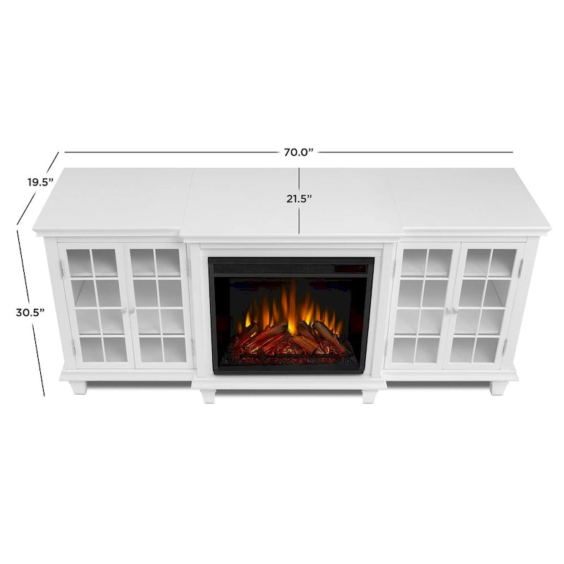Marlowe 70 TV Stand Electric Fireplace White by Real Flame