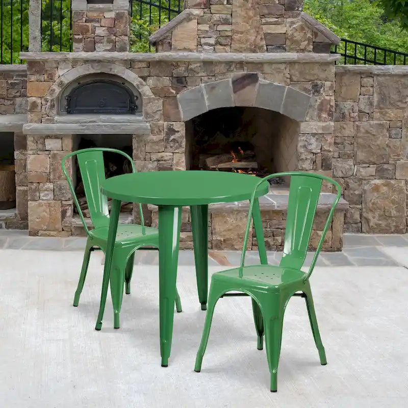 30-inch Round Metal Indoor-Outdoor Table Set