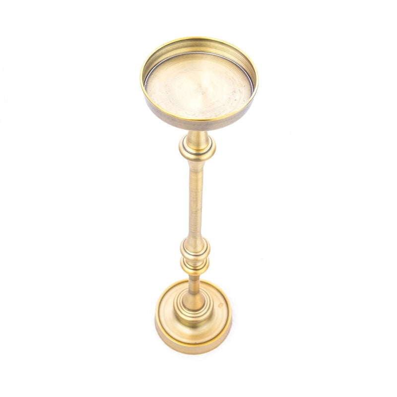 Glam 6in. Round Pedestal Martini SideTable, Brass