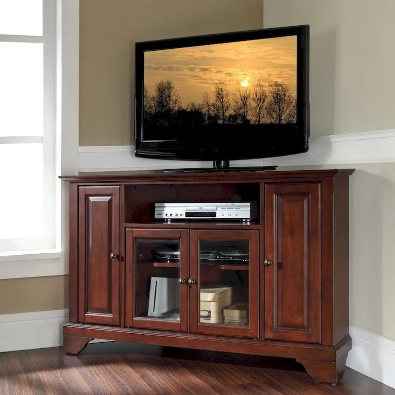 Crosley Lafayette Vintage Mahogany Finish Wood 48-inch Corner TV Stand