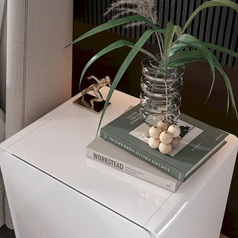 LED Nightstand White Modern Nightstand LED Night Stand Bedside Table