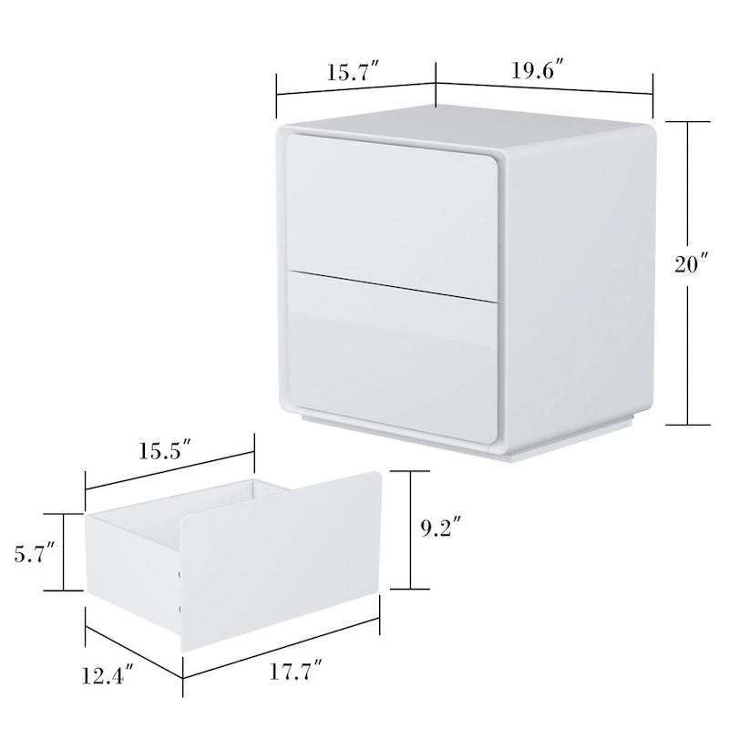 LED Nightstand White Modern Nightstand LED Night Stand Bedside Table