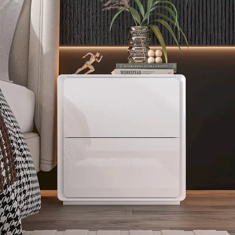 LED Nightstand White Modern Nightstand LED Night Stand Bedside Table