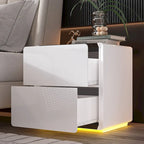 LED Nightstand White Modern Nightstand LED Night Stand Bedside Table