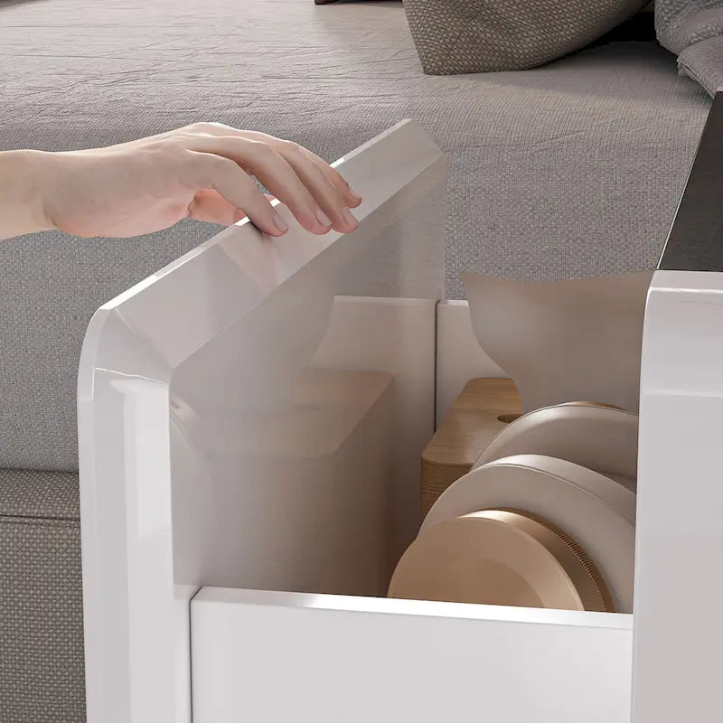 LED Nightstand White Modern Nightstand LED Night Stand Bedside Table