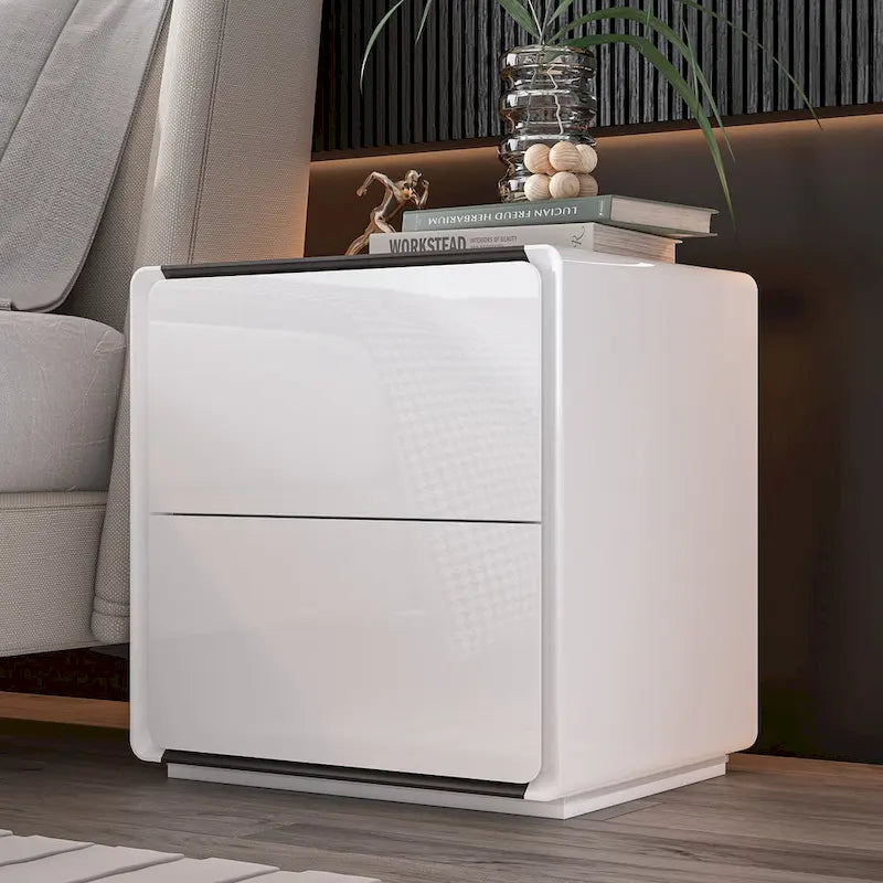 LED Nightstand White Modern Nightstand LED Night Stand Bedside Table