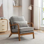 SEYNAR Mid Century Boucle Uplostered Soild Wood Accent Armchair with Pillow