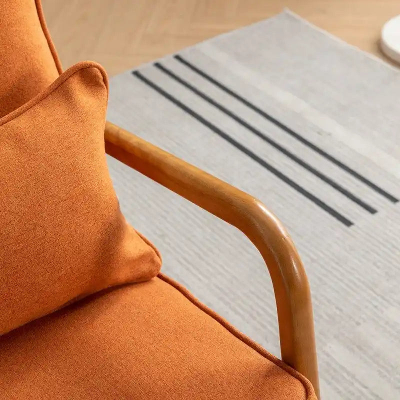 SEYNAR Mid Century Boucle Uplostered Soild Wood Accent Armchair with Pillow