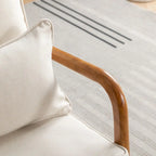 SEYNAR Mid Century Boucle Uplostered Soild Wood Accent Armchair with Pillow