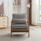 SEYNAR Mid Century Boucle Uplostered Soild Wood Accent Armchair with Pillow