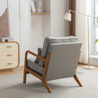 SEYNAR Mid Century Boucle Uplostered Soild Wood Accent Armchair with Pillow