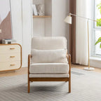 SEYNAR Mid Century Boucle Uplostered Soild Wood Accent Armchair with Pillow