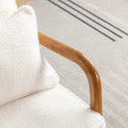 SEYNAR Mid Century Boucle Uplostered Soild Wood Accent Armchair with Pillow