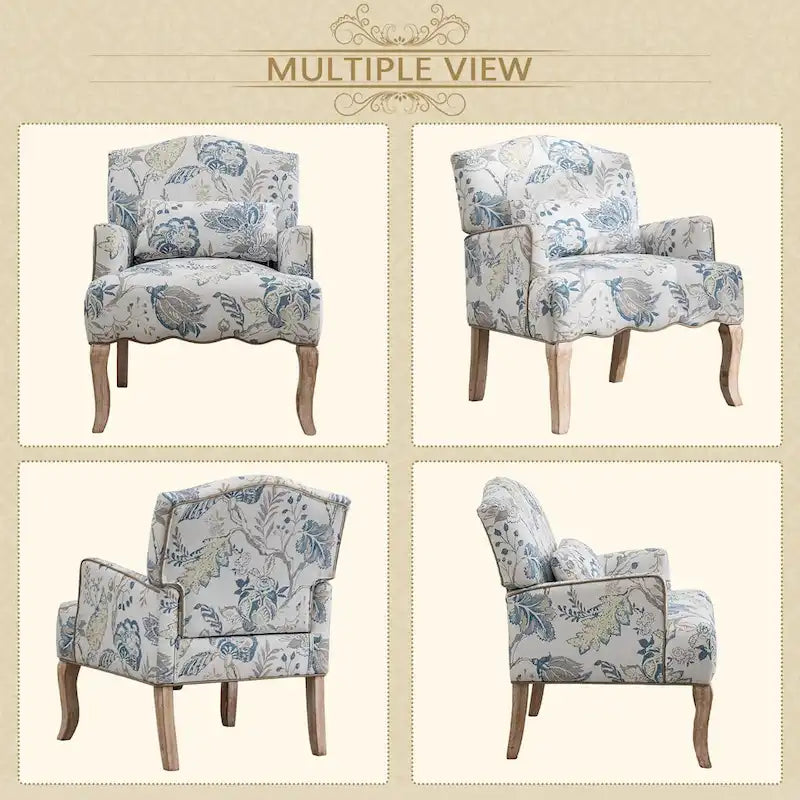 Upholstered French Country Single Sofa Reading Chairs with Pillow