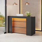 63 Inch LED Reception Front Counter Desk Table with Private Panels for Check Out Retail,Store Office Lobby Shop Clinic