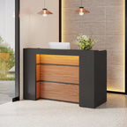 63 Inch LED Reception Front Counter Desk Table with Private Panels for Check Out Retail,Store Office Lobby Shop Clinic