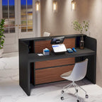 63 Inch LED Reception Front Counter Desk Table with Private Panels for Check Out Retail,Store Office Lobby Shop Clinic