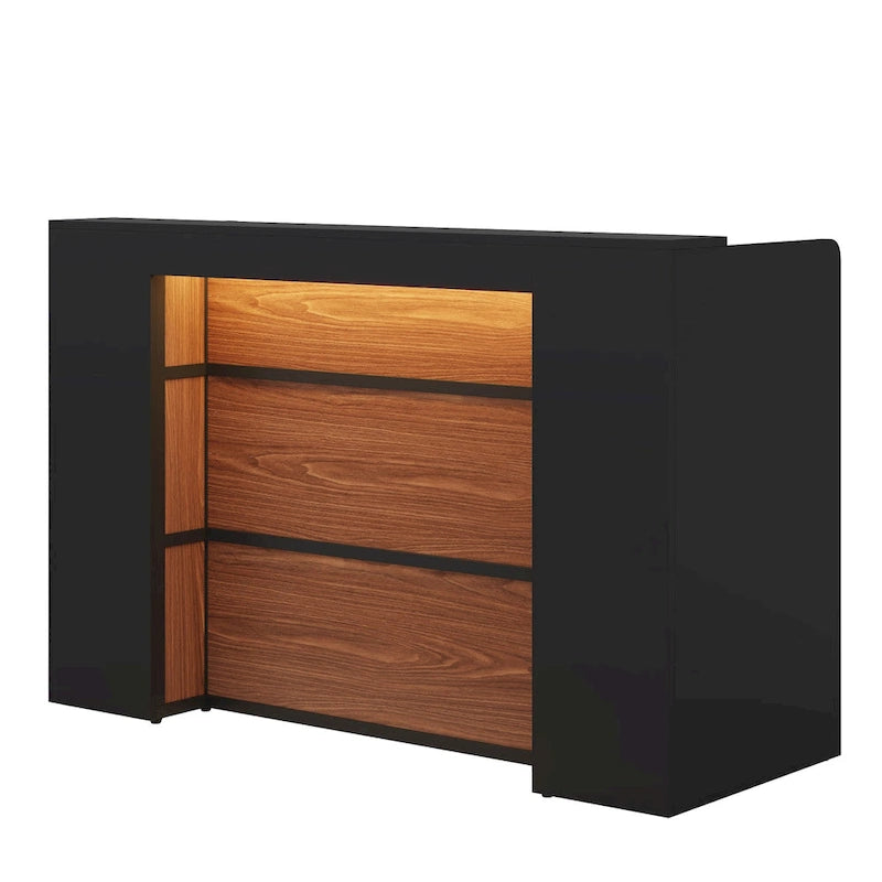 63 Inch LED Reception Front Counter Desk Table with Private Panels for Check Out Retail,Store Office Lobby Shop Clinic