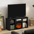 Furinno Jensen Fireplace TV Entertainment Center with Open Storage Compartment for TV up to 55 Inch