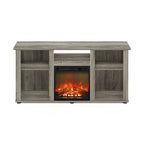Furinno Jensen Fireplace TV Entertainment Center with Open Storage Compartment for TV up to 55 Inch