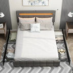 60.6 Queen Bed Frame with Drawers LED Bed Frame USB Charging Station