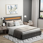 60.6 Queen Bed Frame with Drawers LED Bed Frame USB Charging Station