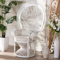 Kallima Modern Bohemian White Natural Rattan Peacock Chair